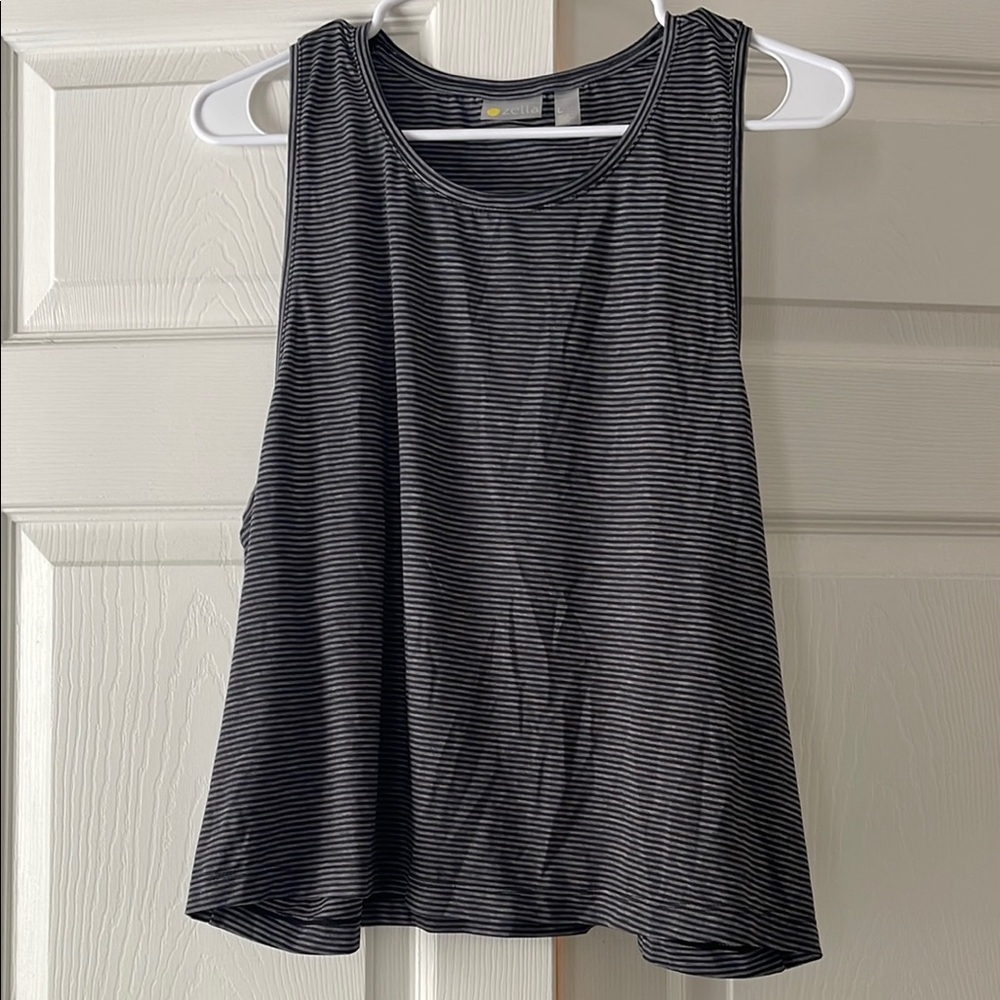 Zella Striped Black and Gray Women's Tank Top